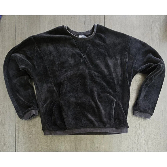 Athleta Girl Feelin Great 2.0 Sweatshirt Size XL 14 Black Velor Athletic - Picture 1 of 9